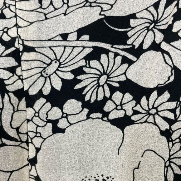 Saint Laurent Paris Silk Black White Floral Cap Sleeve Shift Dress Size 36 Small - Picture 6 of 10